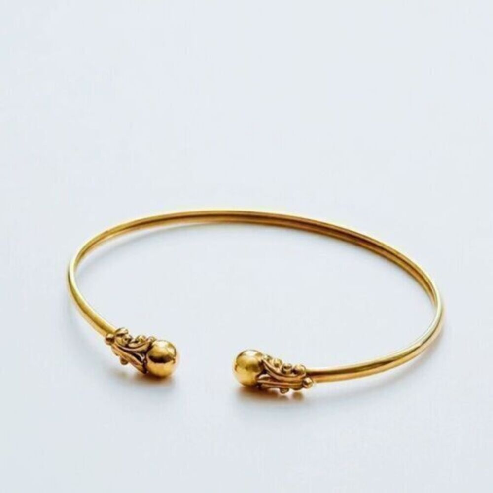 Antique Gold Ornate Open Bangle Bracelet